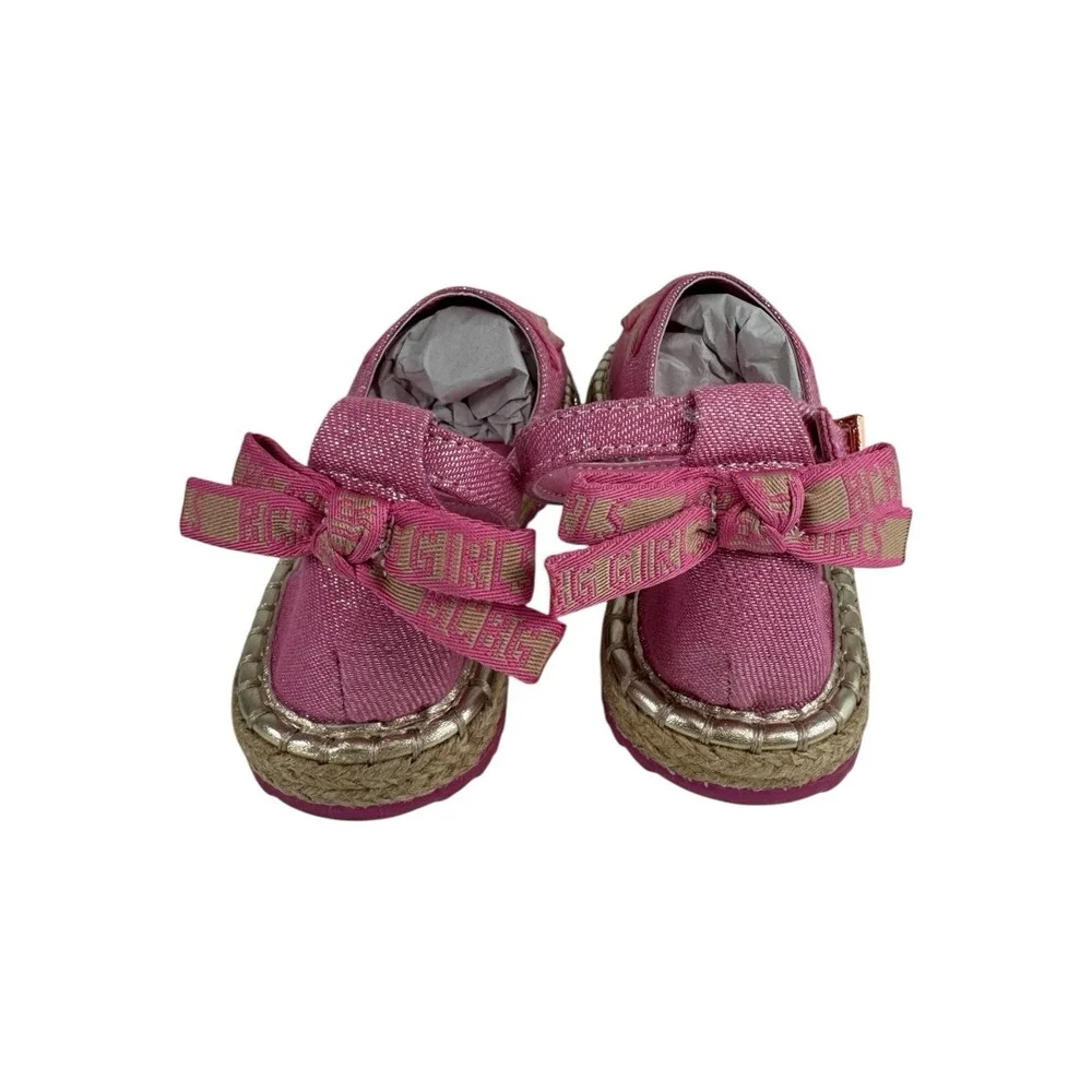 BCBG Girls pink glittery espadrille flat sandal Size 13 M